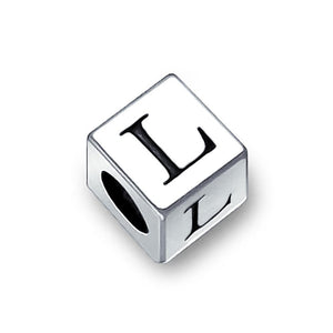 Alphabet Square Block Letter Bead Charm 925 Sterling Silver