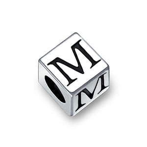 Alphabet Square Block Letter Bead Charm 925 Sterling Silver