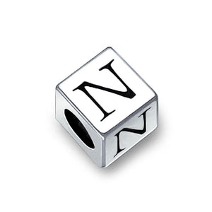 Alphabet Square Block Letter Bead Charm 925 Sterling Silver
