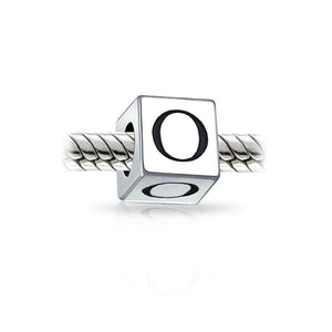 Alphabet Square Block Letter Bead Charm 925 Sterling Silver