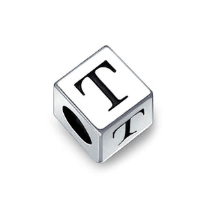 Alphabet Square Block Letter Bead Charm 925 Sterling Silver