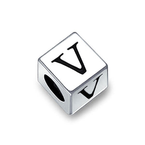 Alphabet Square Block Letter Bead Charm 925 Sterling Silver
