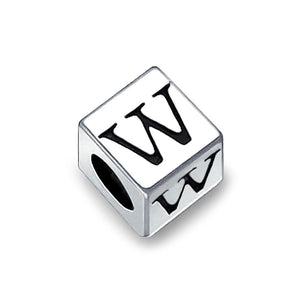 Alphabet Square Block Letter Bead Charm 925 Sterling Silver