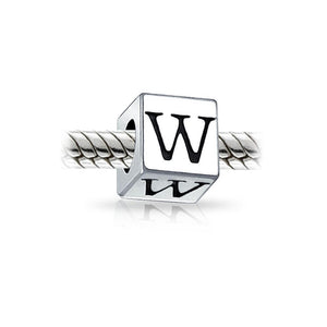 Alphabet Square Block Letter Bead Charm 925 Sterling Silver