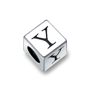 Alphabet Square Block Letter Bead Charm 925 Sterling Silver