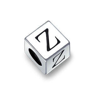 Alphabet Square Block Letter Bead Charm 925 Sterling Silver
