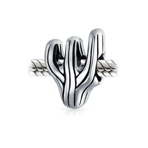 Sonoran Desert Cactus Travel Charm Bead 925 Sterling Silver European