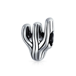Sonoran Desert Cactus Travel Charm Bead 925 Sterling Silver European - Joyeria Lady