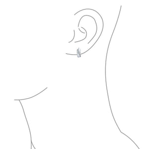 Cubic Zirconia Rope Twist Hoop Earrings Sterling Silver Hinge