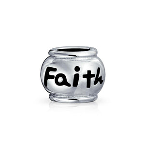 Inspirational Message Barrel Charm Bead 925 Sterling Silver