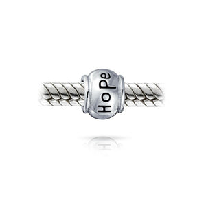 Inspirational Message Barrel Charm Bead 925 Sterling Silver