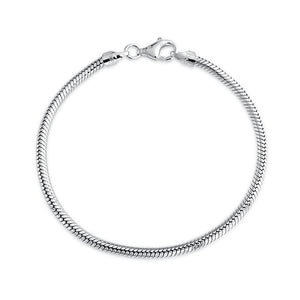 Snake Chain Starter Charm European Beads Bracelet Sterling Silver
