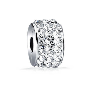 Round Crystal Spacer Stopper Clasp Charm Bead 925 Sterling Silver - Joyeria Lady