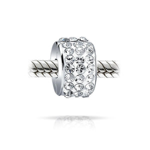Round Crystal Spacer Stopper Clasp Charm Bead 925 Sterling Silver