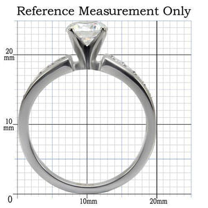 TK068 - High polished (no plating) Stainless Steel Ring with AAA Grade CZ  in Clear