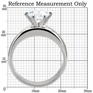 TK097 High polished (no plating) Stainless Steel Ring with AAA Grade CZ in Clear
