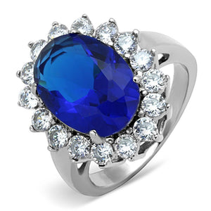 TK0W389 - High polished (no plating) Stainless Steel Ring with Synthetic Synthetic Glass in Montana - Joyeria Lady