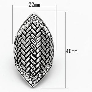 TK1009 - High polished (no plating) Stainless Steel Ring with Top Grade Crystal  in Clear