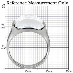 TK100 - High polished (no plating) Stainless Steel Ring with AAA Grade CZ  in Clear