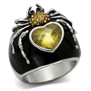 TK1019 - High polished (no plating) Stainless Steel Ring with AAA Grade CZ  in Topaz - Joyeria Lady