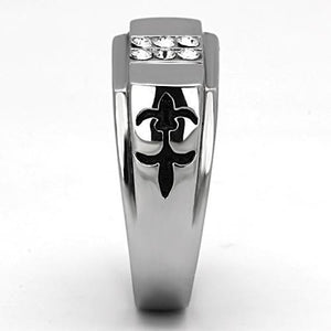 TK1071 High polished (no plating) Stainless Steel Ring with Top Grade Crystal in Clear