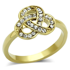 TK1111 - IP Gold(Ion Plating) Stainless Steel Ring with Top Grade Crystal  in Clear - Joyeria Lady