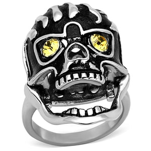 TK1114 - High polished (no plating) Stainless Steel Ring with Top Grade Crystal  in Topaz - Joyeria Lady