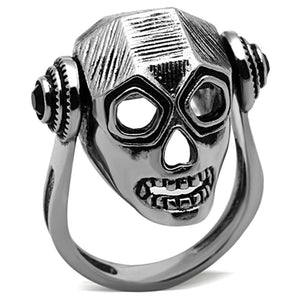 TK1115 - High polished (no plating) Stainless Steel Ring with Top Grade Crystal  in Jet - Joyeria Lady