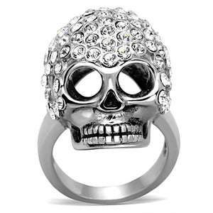 TK1120 - High polished (no plating) Stainless Steel Ring with Top Grade Crystal  in Clear - Joyeria Lady