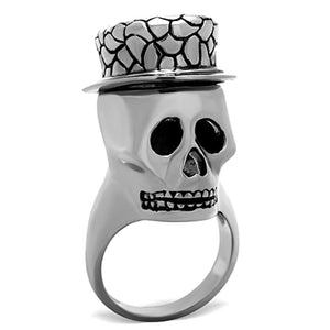 TK1121 - High polished (no plating) Stainless Steel Ring with Epoxy  in Jet - Joyeria Lady