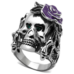 TK1122 - High polished (no plating) Stainless Steel Ring with Top Grade Crystal  in Emerald - Joyeria Lady