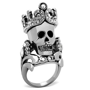 TK1123 - High polished (no plating) Stainless Steel Ring with Top Grade Crystal  in Black Diamond - Joyeria Lady