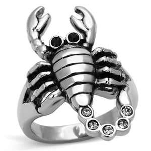 TK1135 - High polished (no plating) Stainless Steel Ring with Top Grade Crystal  in Jet - Joyeria Lady