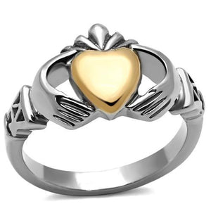 TK1156 - Two-Tone IP Rose Gold Stainless Steel Ring with No Stone - Joyeria Lady