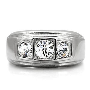 TK119 High polished (no plating) Stainless Steel Ring with Top Grade Crystal in Clear