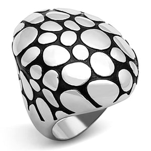 TK1208 - High polished (no plating) Stainless Steel Ring with Epoxy  in Jet - Joyeria Lady