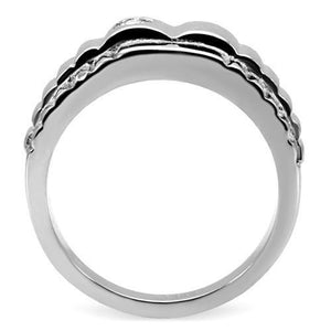 TK120 High polished (no plating) Stainless Steel Ring with AAA Grade CZ in Clear