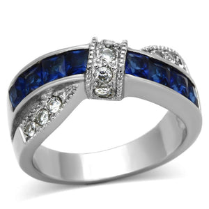 TK1222 - High polished (no plating) Stainless Steel Ring with Synthetic Synthetic Glass in Montana - Joyeria Lady