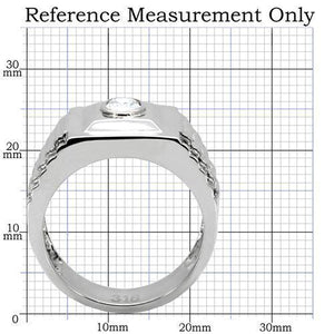 TK122 High polished (no plating) Stainless Steel Ring with AAA Grade CZ in Clear