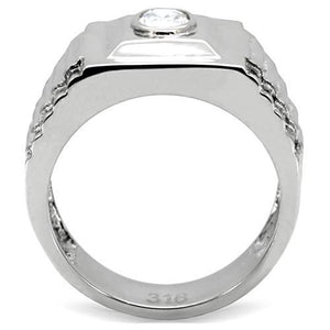 TK122 High polished (no plating) Stainless Steel Ring with AAA Grade CZ in Clear