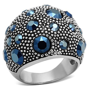 TK1310 - High polished (no plating) Stainless Steel Ring with Top Grade Crystal  in Montana - Joyeria Lady
