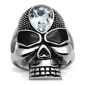 TK1313 - High polished (no plating) Stainless Steel Ring with Top Grade Crystal  in Clear - Joyeria Lady