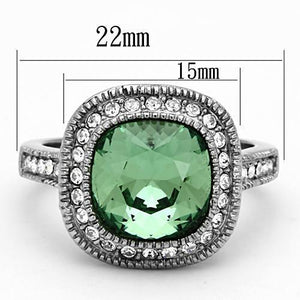 TK1317 High polished (no plating) Stainless Steel Ring with Top Grade Crystal in Emerald