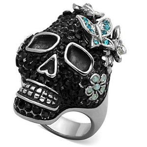 TK1342 - High polished (no plating) Stainless Steel Ring with Top Grade Crystal  in Multi Color - Joyeria Lady