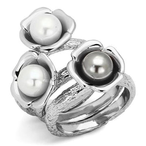 TK1449 - High polished (no plating) Stainless Steel Ring with Synthetic Pearl in Multi Color - Joyeria Lady