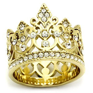 TK1507 - IP Gold(Ion Plating) Stainless Steel Ring with Top Grade Crystal  in Clear - Joyeria Lady