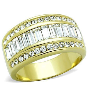 TK1561 - IP Gold(Ion Plating) Stainless Steel Ring with Top Grade Crystal  in Clear - Joyeria Lady
