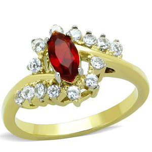 TK1569 - Two-Tone IP Gold (Ion Plating) Stainless Steel Ring with Synthetic Synthetic Glass in Siam - Joyeria Lady