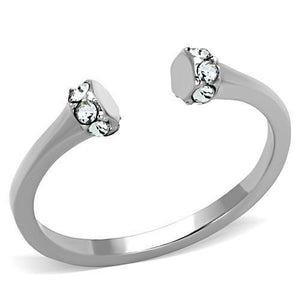 TK1580 - High polished (no plating) Stainless Steel Ring with Top Grade Crystal  in Clear - Joyeria Lady