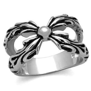 TK1605 High polished (no plating) Stainless Steel Ring with Epoxy in Jet - Joyeria Lady